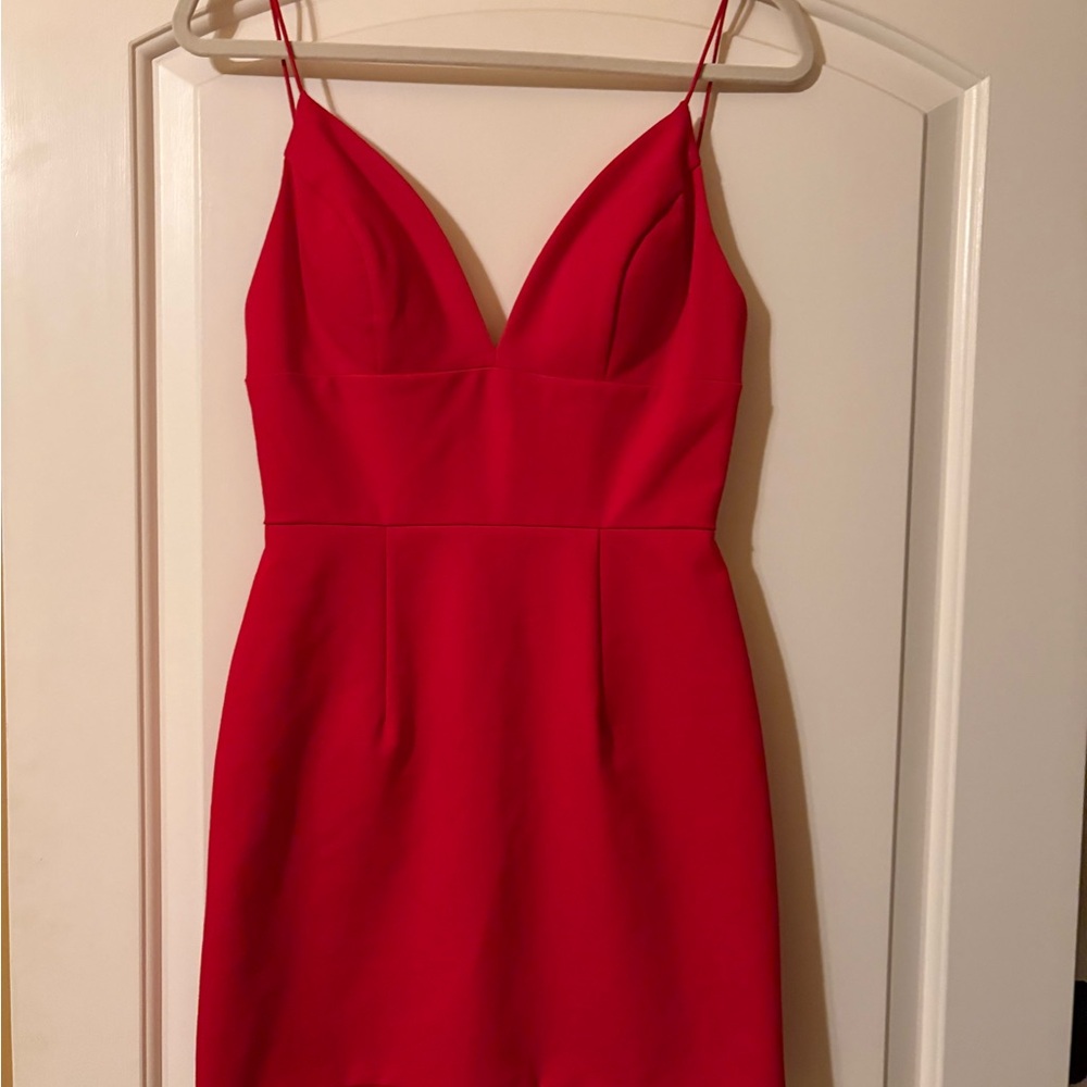 Sherri Hill Red Sheath Mini Dress Spaghetti Strap